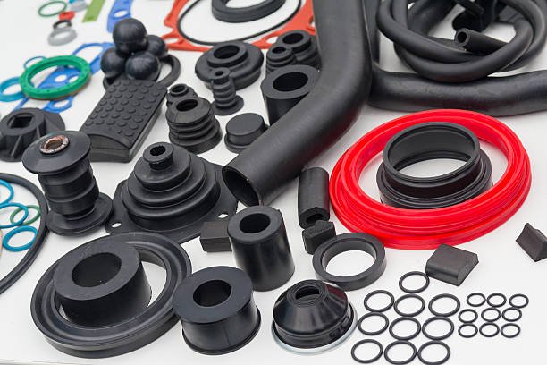Various rubber products and sealing products at the exhibition stand. Industry
